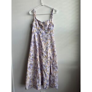 Haute Monde Lavender Floral Midi Dress Women Size L